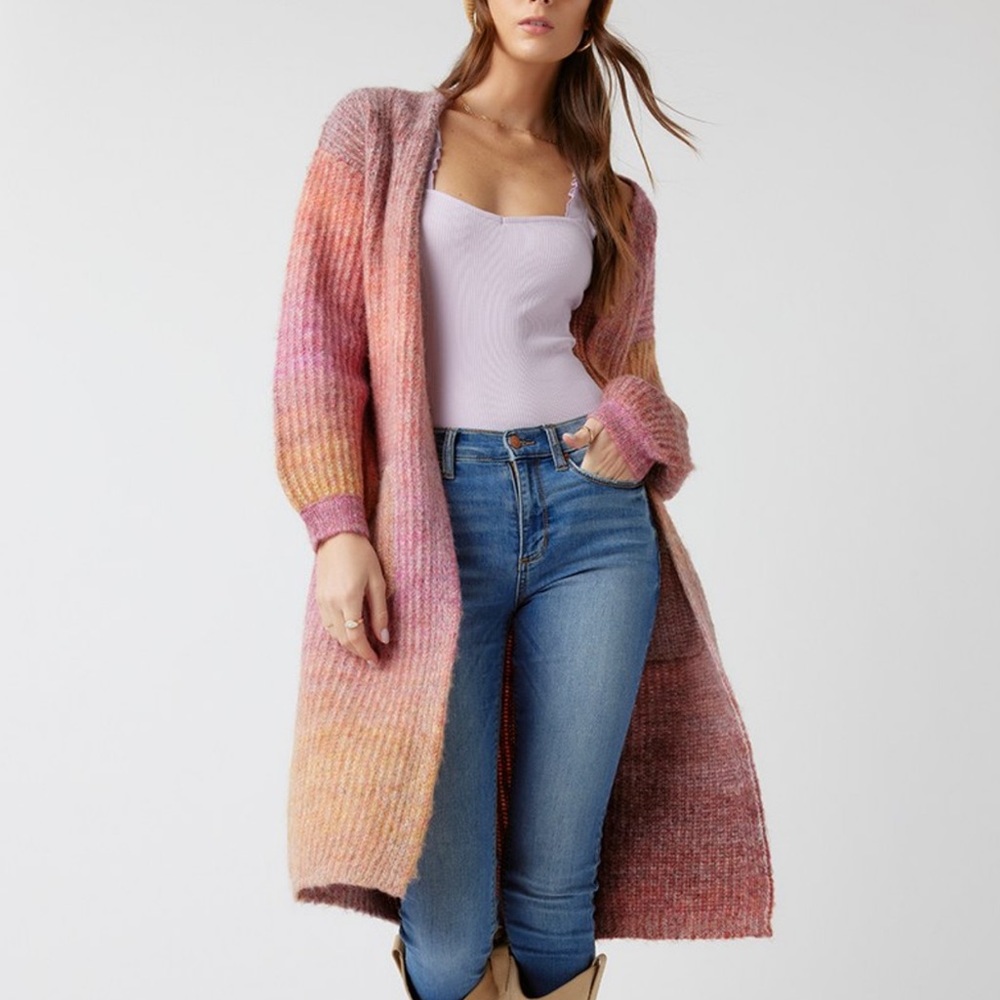 Multicolor Longline Cardigan